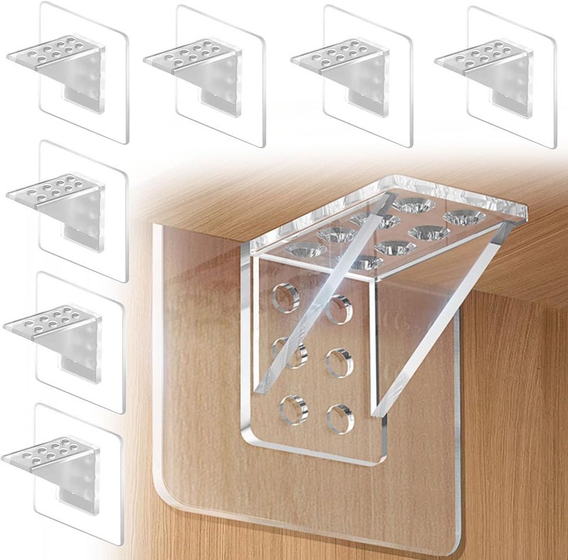 Ourart 24 Pieces Adhesive Shelf Bracket, Punch Free Reinforced Design Shelf Support Pegs for Shelves Kitchen Cabinet Book Closet - Large Size - Image 1